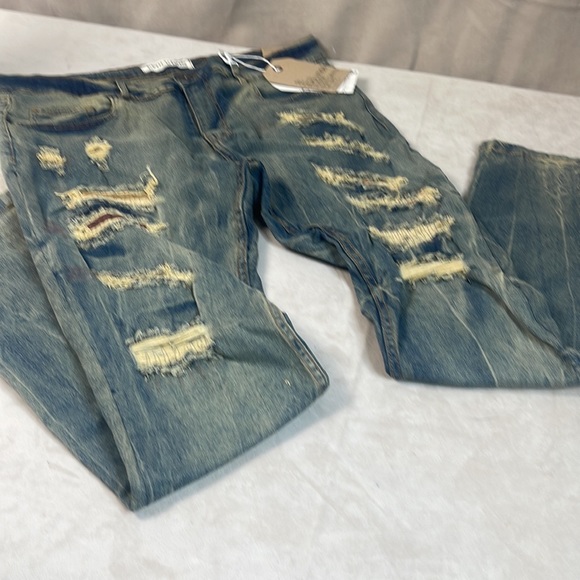 Evolution In Design Denim Jeans Slim Distressed 36” waist, 32” length, stretchy - Picture 1 of 12
